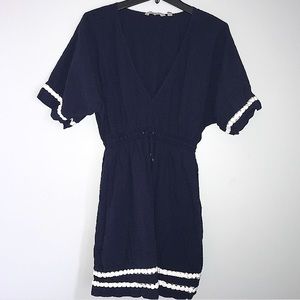 Athleta | Navy dress with Pom Pom stitching